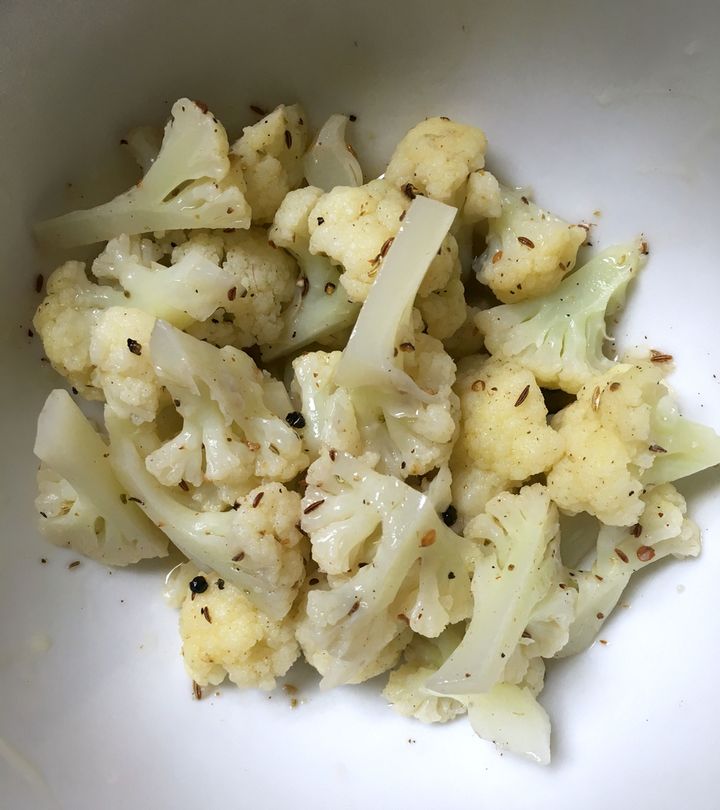 Unused cauliflower can be steamed (or boiled) and treated as you might treat potatoes for a salad: Oil, vinegar, spices.