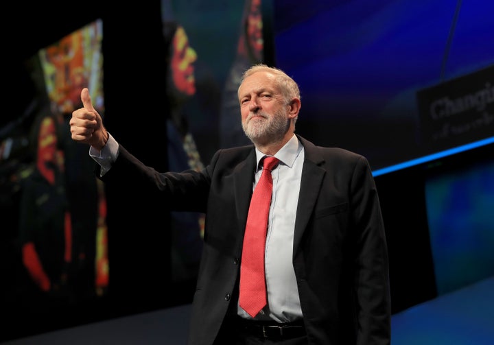 Labour leader Jeremy Corbyn speaking at the TUC conference at the Brighton Centre in Brighton.