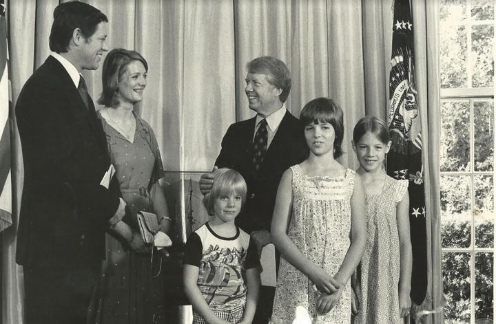 Peter Jay, 80, (pictured left with his family and Jimmy Carter), was ambassador from 1977 to 1979