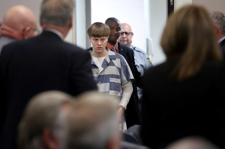 Dylann Roof is escorted into the court room at the Charleston County Judicial Center in Charleston, South Carolina on April 10, 2017.