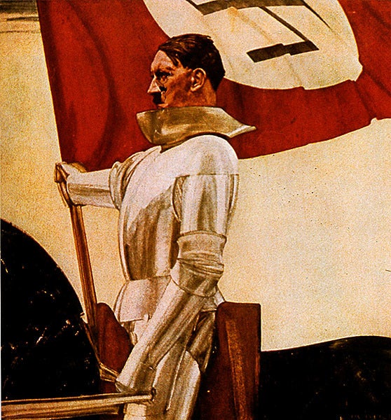 Nazi Propaganda Poster Showing Hitler as a Knight (“The Standard Bearer” [1935] by Hubert Lanzinger)