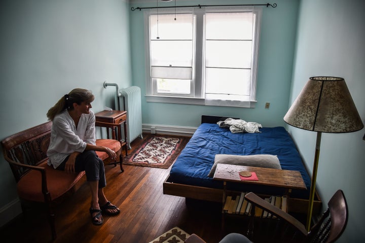 Irene Stevenson, 55, of Washington, D.C., sits in the room that she had prepared for an unaccompanied minor refugee from Africa whom she planned to foster. The travel ban upended the program.