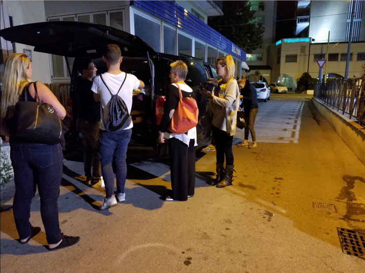 Nine guests packed into a van to get to the wedding in time 