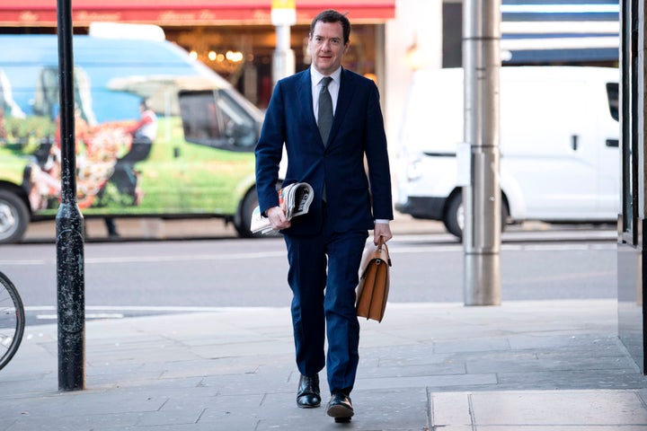 Former Chancellor of the Exchequer, George Osborne, arrives on his first day at work as editor of the London Evening Standard newspaper