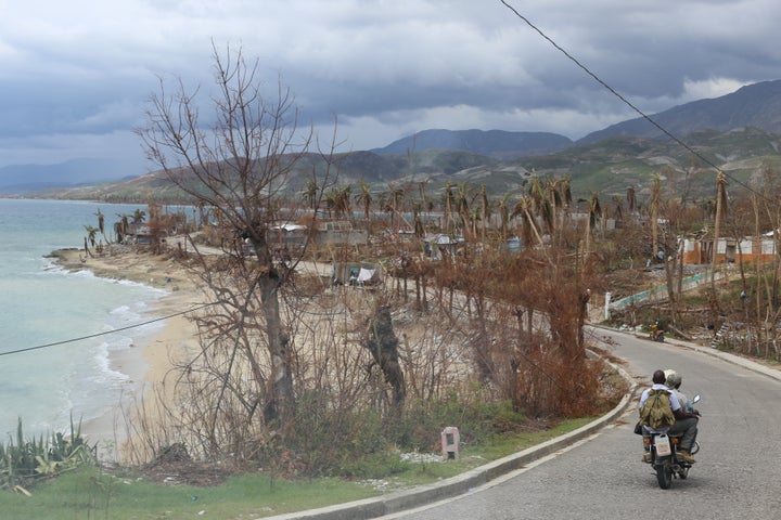 Part of the Haitian coastline in the wake of Hurricane Matthew. 