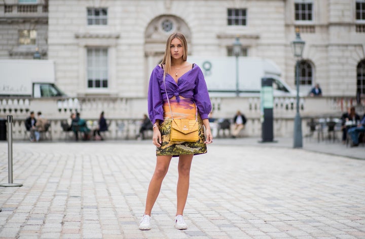 Outside London Fashion Week on Sept. 19.