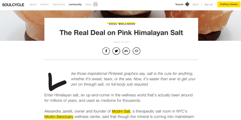 Soulcycle portrays a personal and informative voice within their blog posts, Photo Credit: <a rel="nofollow" href="https://w