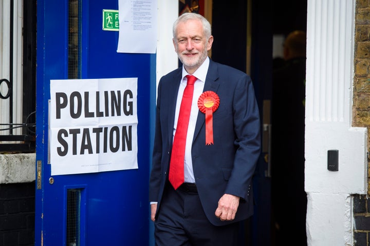 Jeremy Corbyn casts his vote in the 2017 general election.