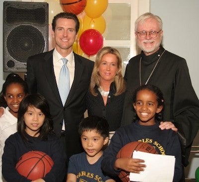 Gavin Newson, Sophie, Father David (Raphael House Executive Director) at the Raphael House Make over inauguration