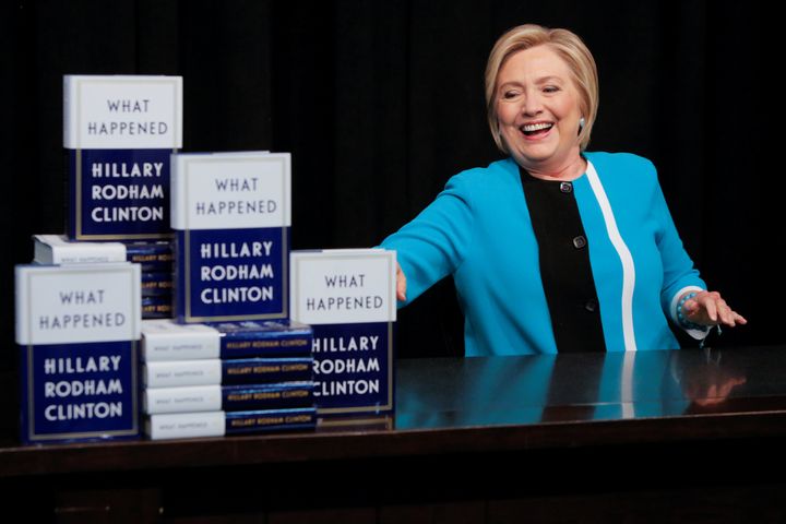 Hillary Clinton attends a book signing at the Union Square location of Barnes & Noble in New York City.