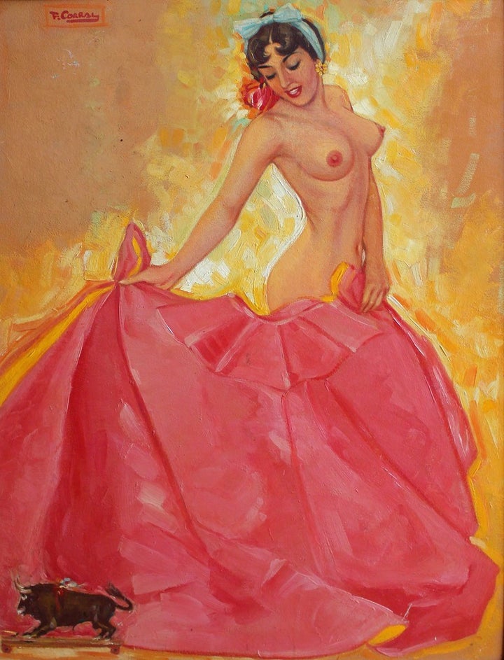 <p>Fulgencio F. Corral. Untitled (Nude with Red Cape), 1950</p>