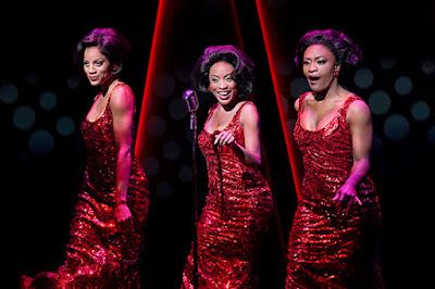 Taylor Symone Jackson, Candice Marie Woods, and Nasia Thomas appear as The Supremes in a scene from Ain't Too Proud 