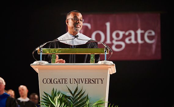 <p>Dr. Eddie S. Glaude Jr. gives the 2015 commencement address and receives an honorary degree from Colgate University (alma mater of Dr. Samuel H. Archer, 5th President of Morehouse College, and the inspiration for Morehouse’s maroon and white colors).</p>