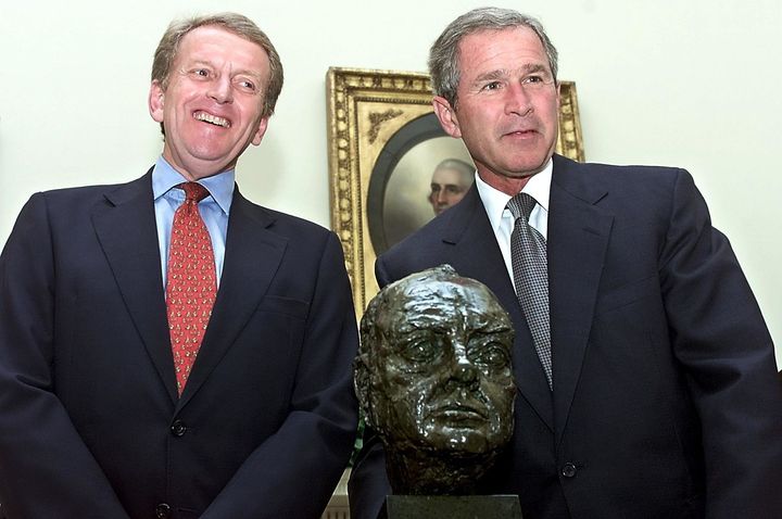 Sir Christopher Meyer, 73, (pictured left with George W Bush), was ambassador from 1997 to 2003