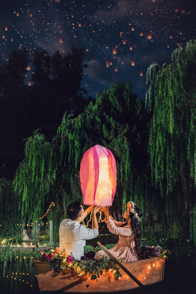 A photo from the couple's "Tangled" engagement session.