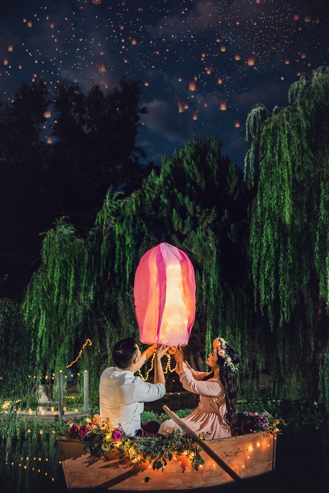 A photo from the couple's "Tangled" engagement session. 