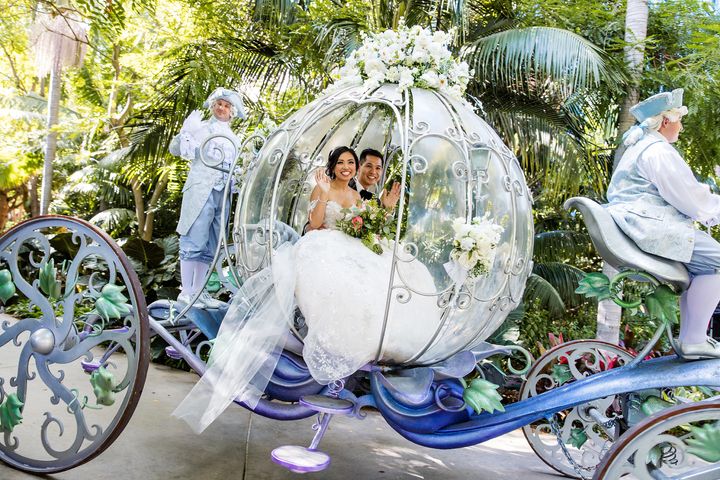 The couple looked like Disney royalty in the Crystal Coach.