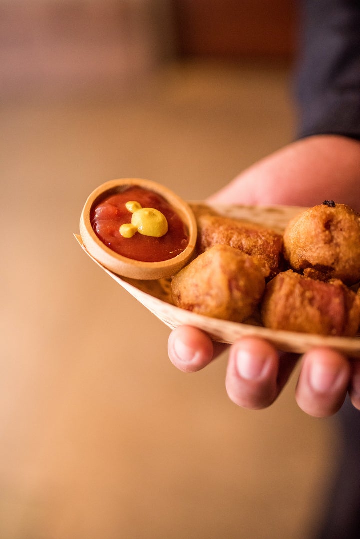 Mini corndog bites with Mickey condiments!