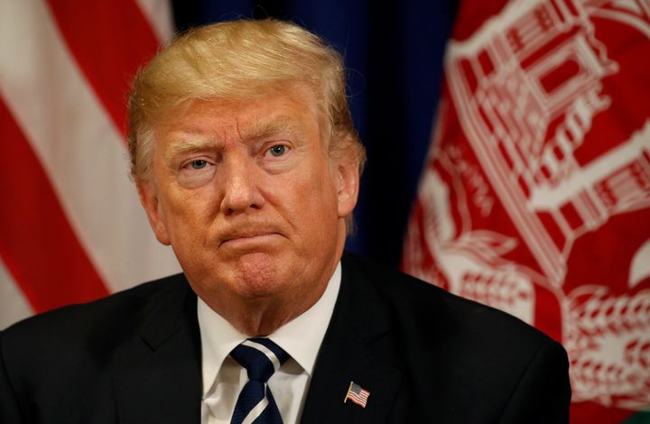 U.S. President Donald Trump looks on during his meeting with Afghan President Ashraf Ghani during the U.N. General Assembly in New York, 2017.