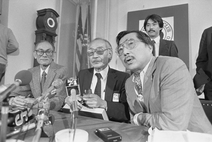 Fred Korematsu, Minoru Yasui and Gordon Hirabayashi, three Japanese-American civil rights advocates who challenged U.S. government policy during World War II.