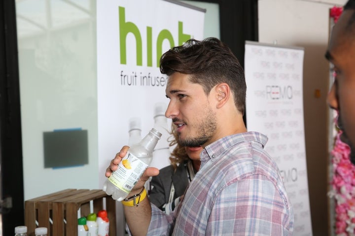 <p>Gleb Savchenko (“Dancing With the Stars”) with Hint Water</p>