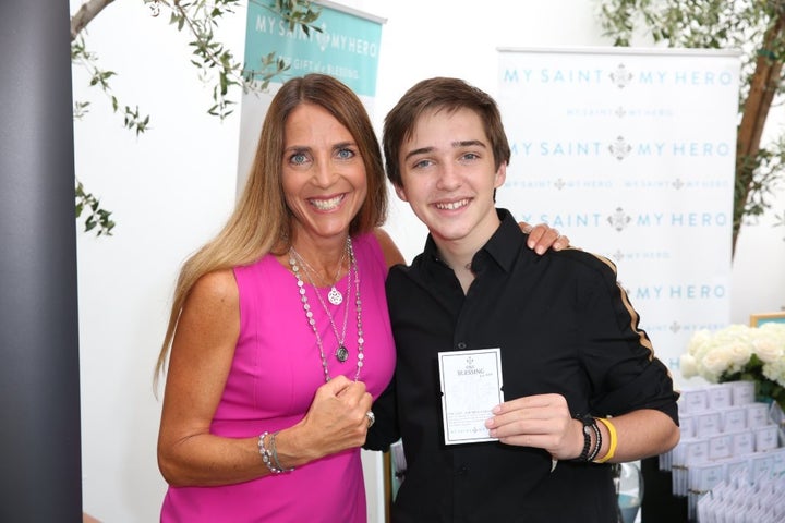 <p>Michael Campion, Star of “Fuller House” with My Saint, My Hero Blessing Bracelets</p>