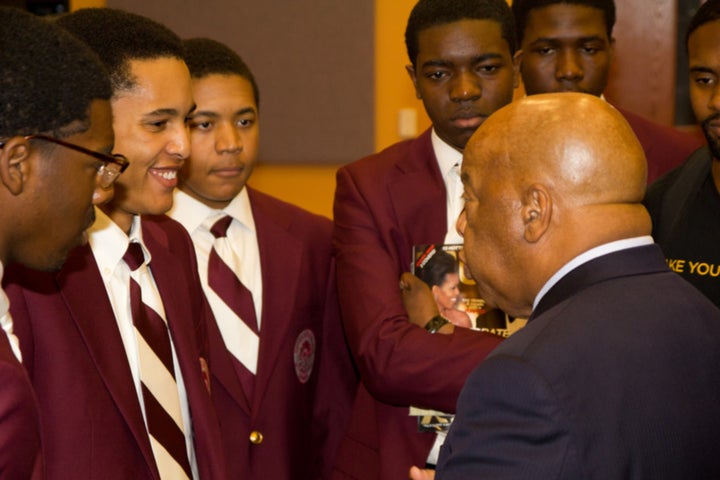 <p>Congressman John Lewis imparts wisdom to Morehouse students on January 31, 2011.</p>