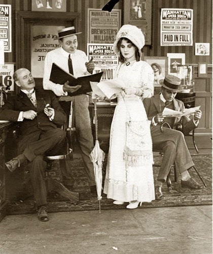 <p>Florence Lawrence, popularly considered America’s first film star, in a scene shot at the Champion studio</p>
