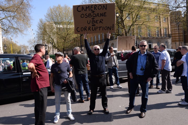 London black cab drivers have protested against Uber in London