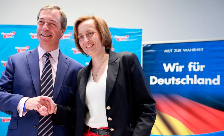Nigel Farage meets Beatrix bon Storch, the AfD's deputy leader, on September 8