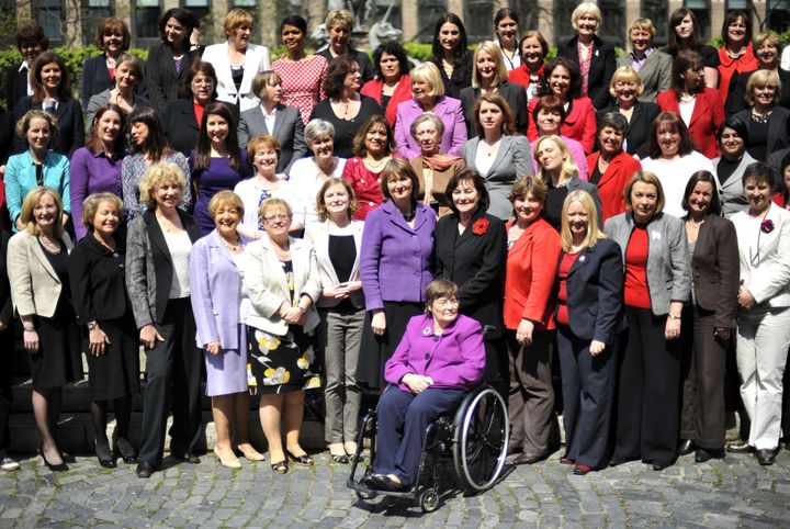 Some of Labour's female MPs outside Parliament.
