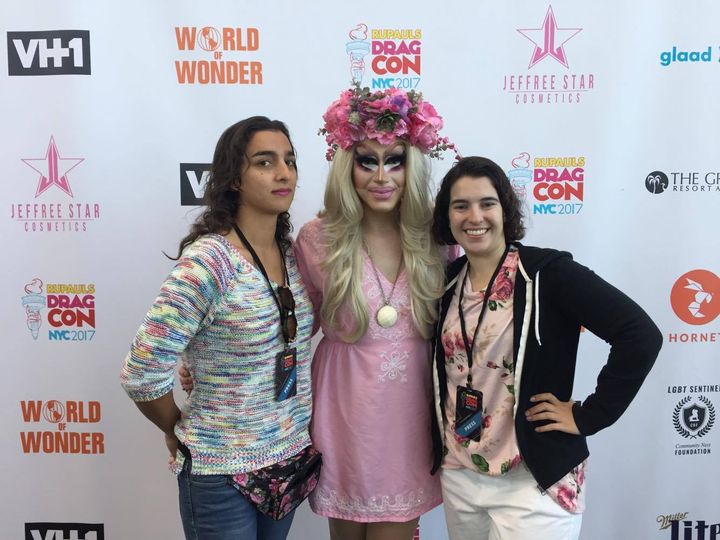 Look how angry I was and I actually liked Trixie Mattel when we met her. Me on the left, Trixie Mattel, and my sweet girlfriend Joanne on the right.