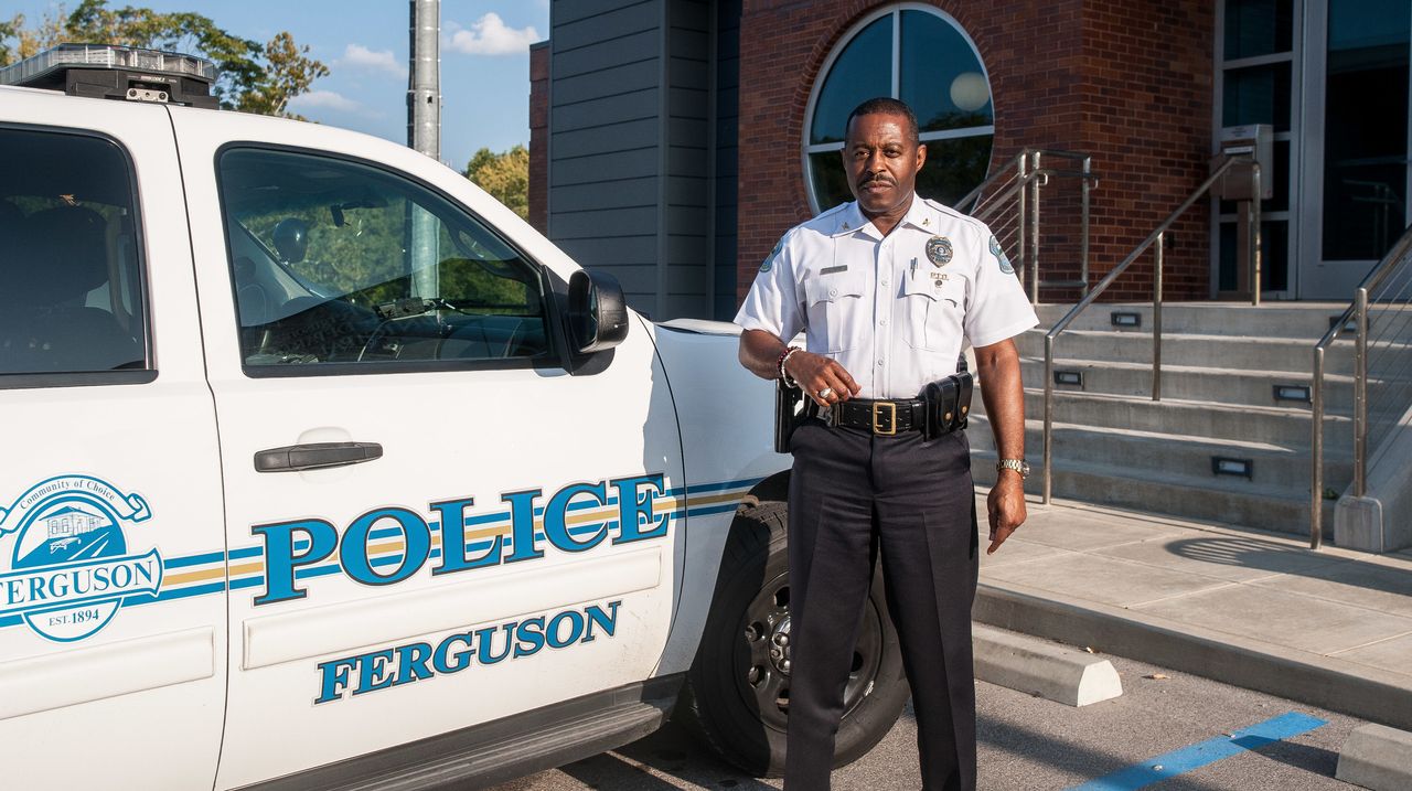 Ferguson Police Chief Delrish Moss outside of the Ferguson Police Department last month.