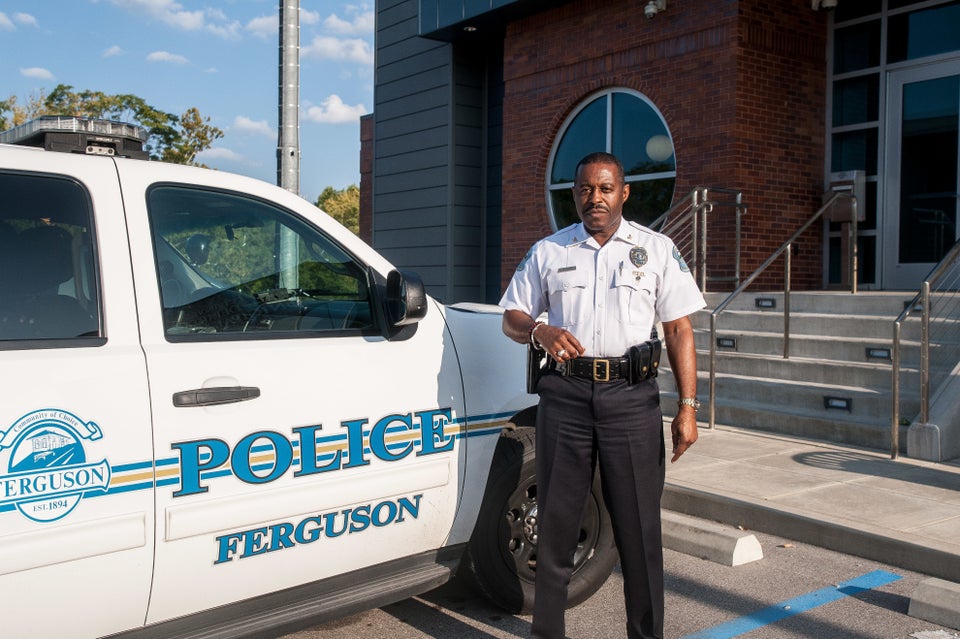 Ferguson Police Chief Delrish Moss outside of the Ferguson Police Department last month.