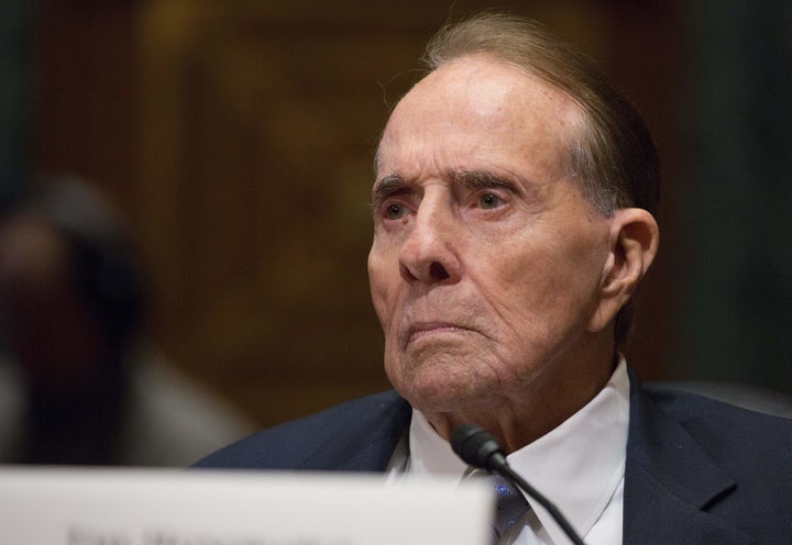 Former Senator Bob Dole attends the Senate Finance Committee full hearing on the nomination of the U.S Trade Representative R