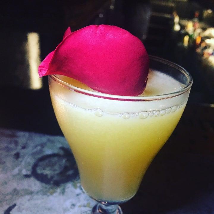 Highway Hustle with Fresno pepper infused Altos Blanco Tequila, pineapple Gomme-Kummel Liqueur, fresh mango and lemon