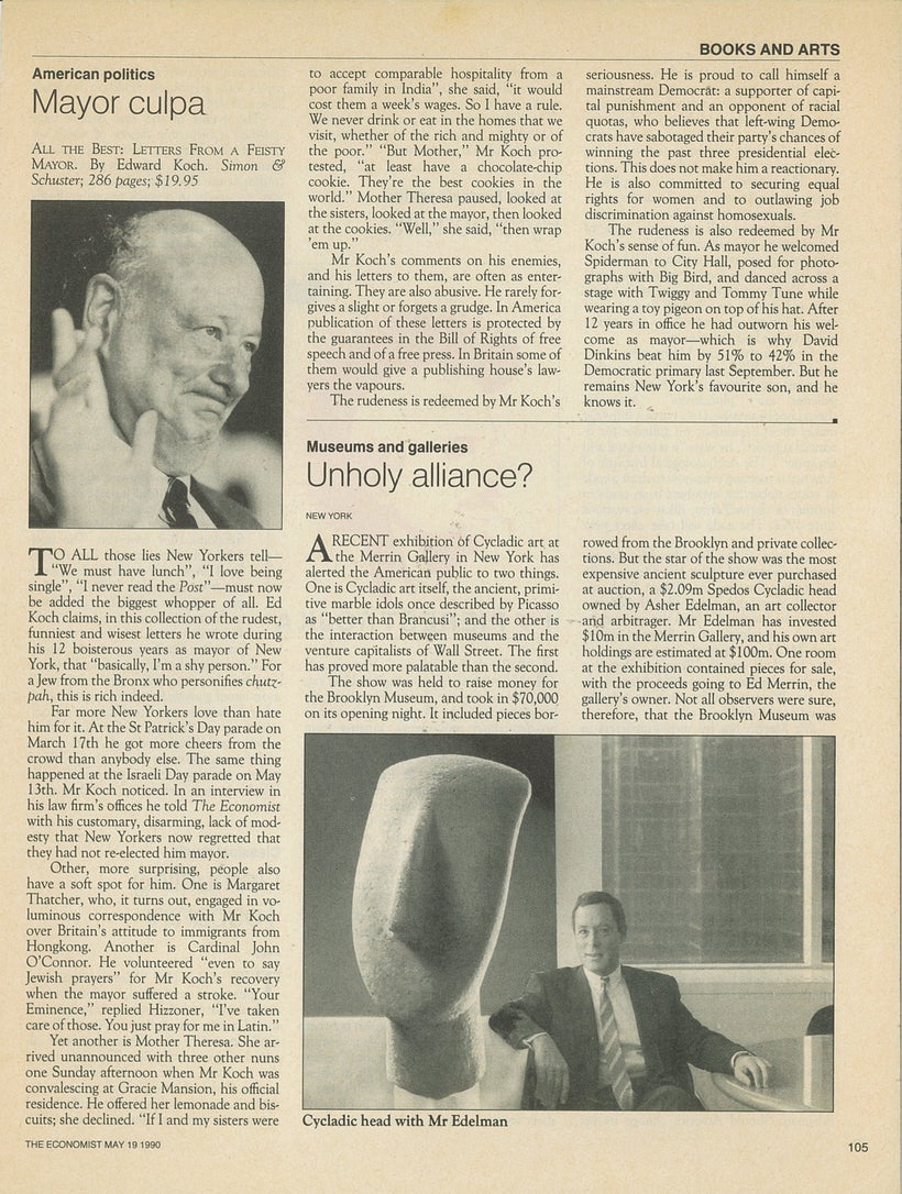 <strong>SUZAN MAZUR (ANONYMOUSLY WRITTEN), THE ECONOMIST MAGAZINE, MAY 19, 1990</strong>