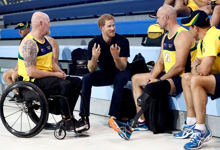 Prince Harry speaks to athletes on Sept. 22 ahead of the 2017 Invictus Games in Toronto.