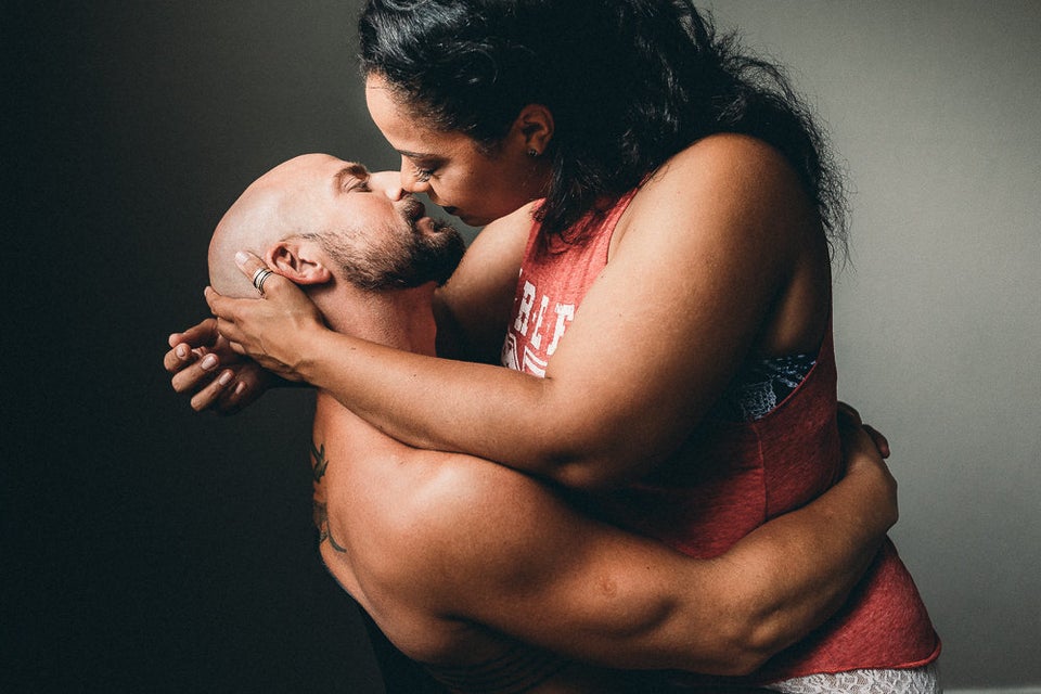 Plus Size Kissing And Portrait Of Couple In Studio In Underwear For  Wellness Health And Skincare Natural Beauty And African Man And Woman On  Gray Background For Body Positivity Care And Love