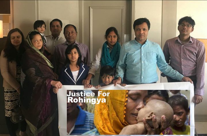 Hamida, a Rohingya refugee woman mourns as she holds her 40-day-old son, Abdul Masood, who died September 14, 2017. The infant’s only crime was that he was a son of a Rohingya. In this picture, my whole family is promoting Huff Post article “Justice For Rohingya” in Washington DC. 