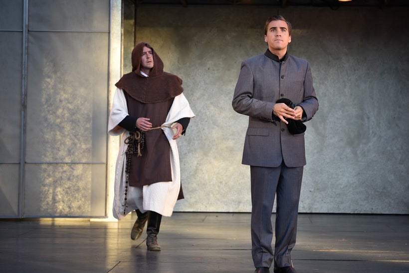 Angelo (David Graham Jones) and the Duke (Rowan Vickers) in a scene from <strong><em>Measure for Measure</em></strong>