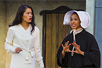 Isabella (Lindsay Rico) and Francisca (Tristan Cunningham) in a scene from Measure for Measure 
