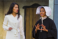 Isabella (Lindsay Rico) and Francisca (Tristan Cunningham) in a scene from <strong><em>Measure for Measure</em></strong>