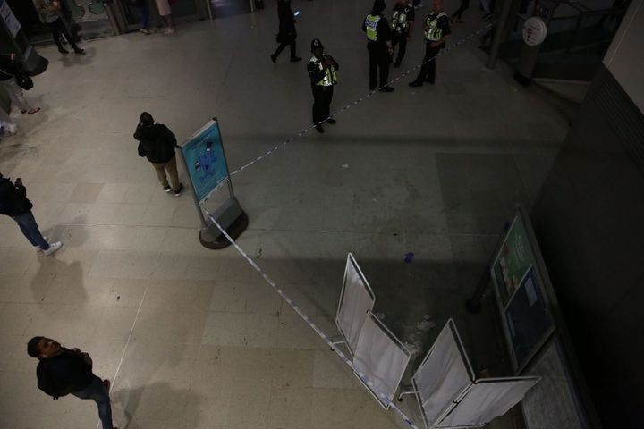 An area was cordoned off at Stratford station.