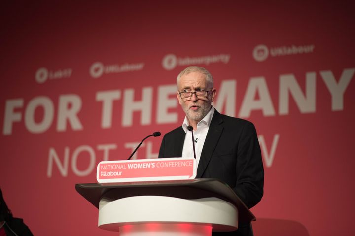 Labour leader Jeremy Corbyn speaking at the Women's Conference in the Hilton Hotel, Brighton ahead of his party's annual conference.