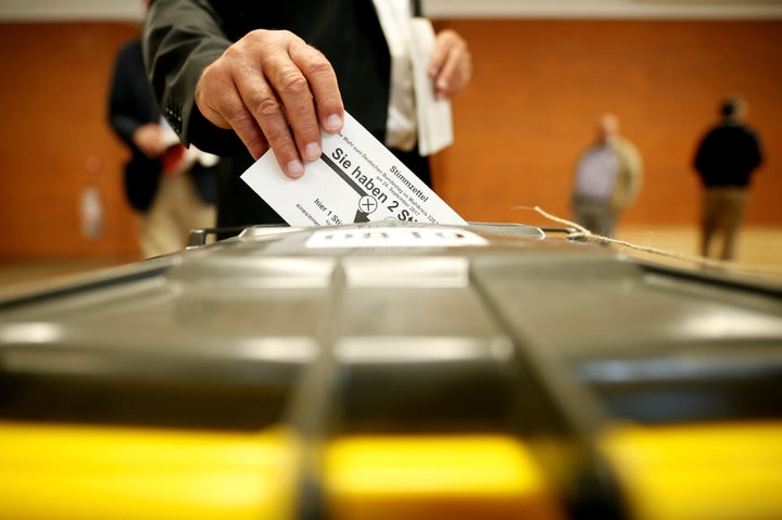 People vote in the general election (Bundestagswahl) in Munich, Germany, September 24, 2017.