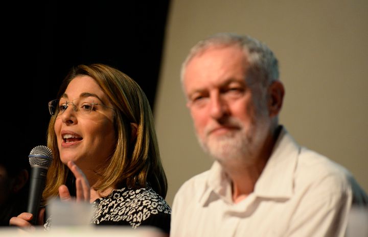 Author and activist Naomi Klein known for her book No Logo attends a meeting with Jeremy Corbyn