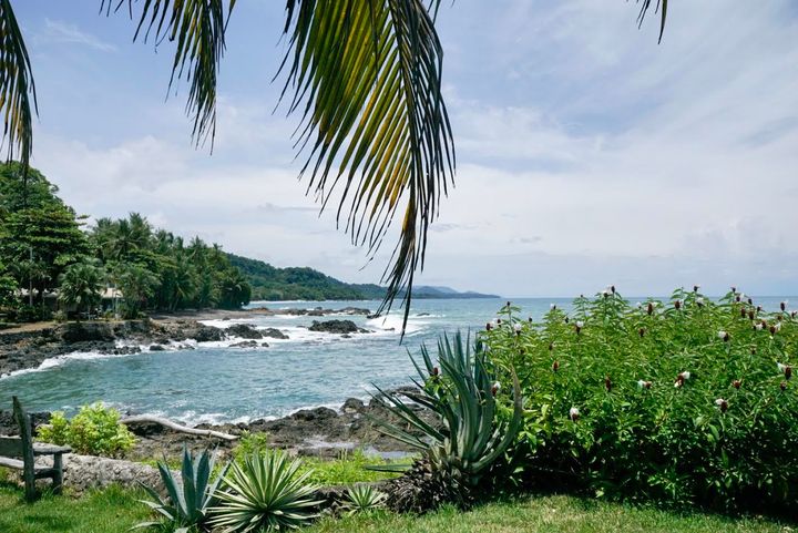 <p>View of the coastline towards Cabo Blanco and Cabuya Island from hotel, Amor De Mar</p>