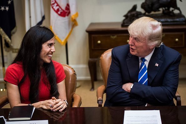 Dyan Gibbens speaks as US President Donald Trump participates in a roundtable with women small business owners at the White House in Washington, DC, March 27, 2017.