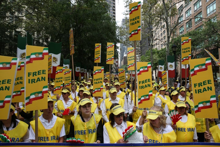 Iranian Americans protest for greater freedom in Iran at a demonstration in New York 